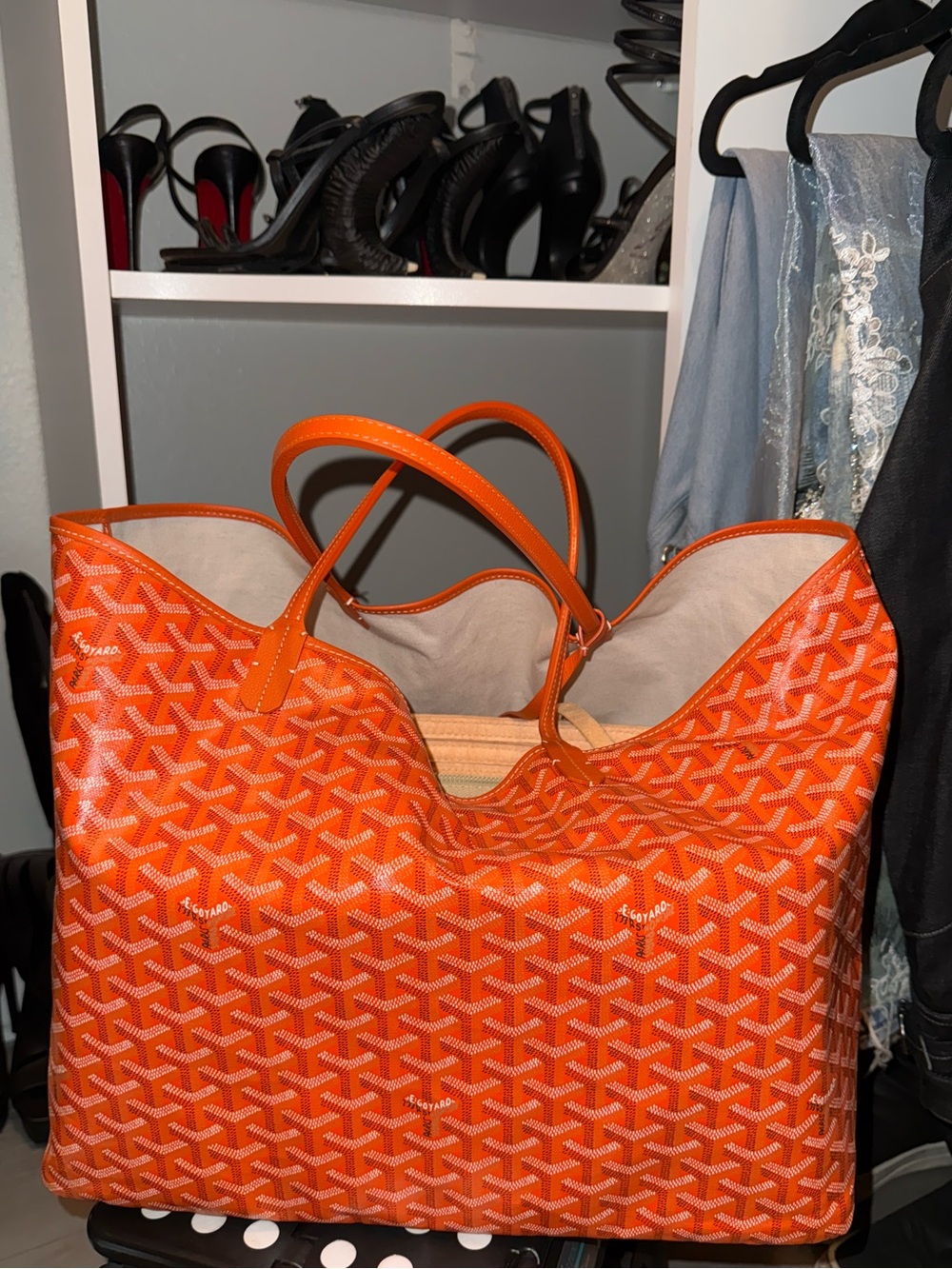 Goyard Orange Coated Canvas St. Louis GM Tote